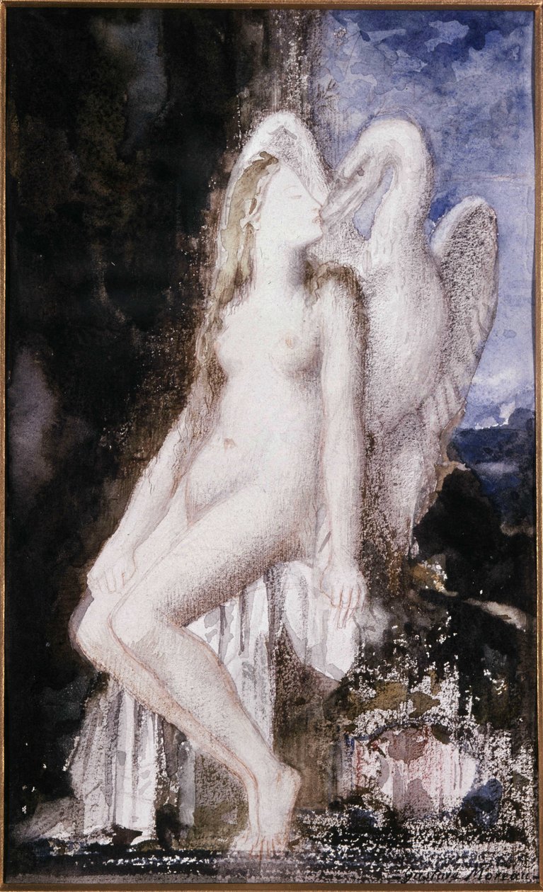 Leda e Swan. Desenho de Gustave Moreau (1826-1898). de Gustave Moreau