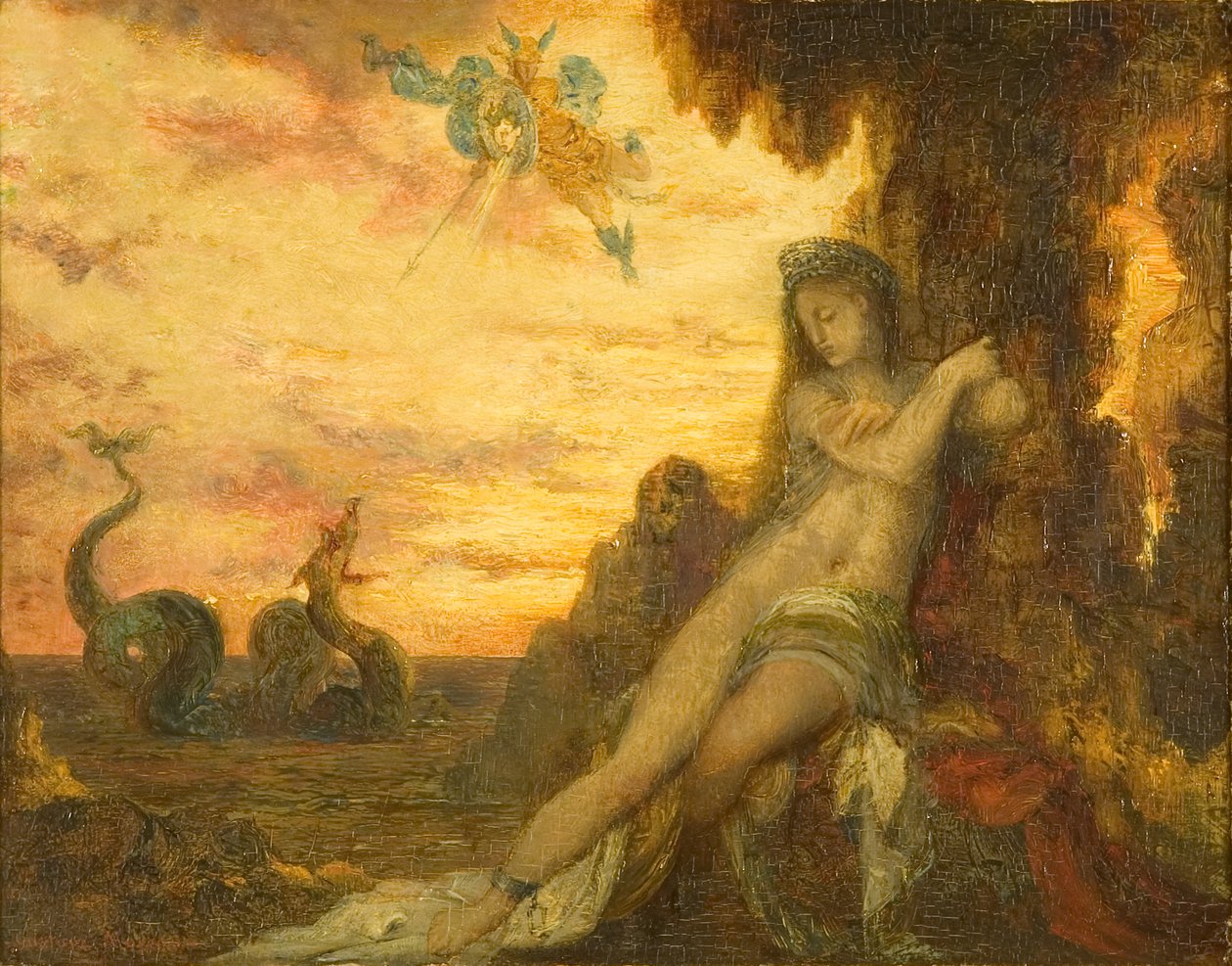 Perseu e Andrômeda, c.1870 (óleo no painel) de Gustave Moreau