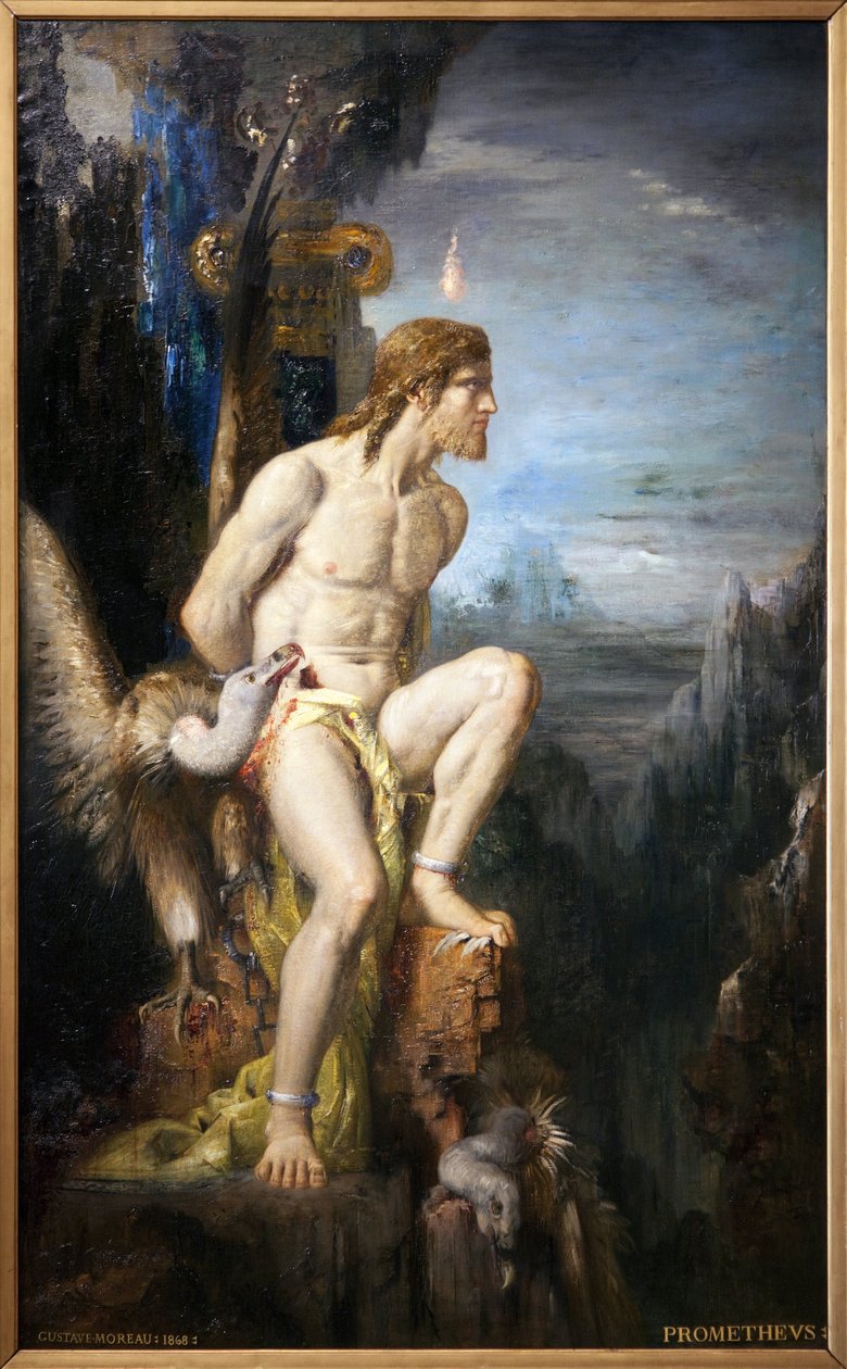 Promete. Pintura a óleo sobre tela de Gustave Moreau (1826-1898). Fotografia, KIM Youngtae, Paris, Museu Gustave Moreau. de Gustave Moreau