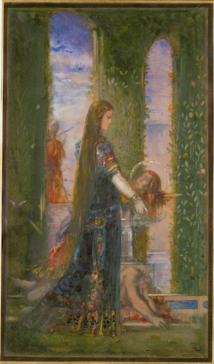 Salomé no jardim, ou Salomé com a cabeça de São João Batista (aguarela e guache sobre papel) de Gustave Moreau