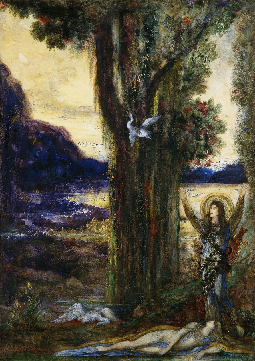 As lágrimas de Orfeu; La Douleur d&39;Orphee, c.1887 de Gustave Moreau
