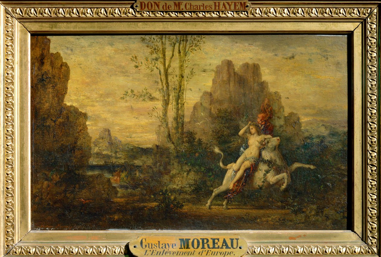 A violação de Europa (pintura sobre madeira) de Gustave Moreau