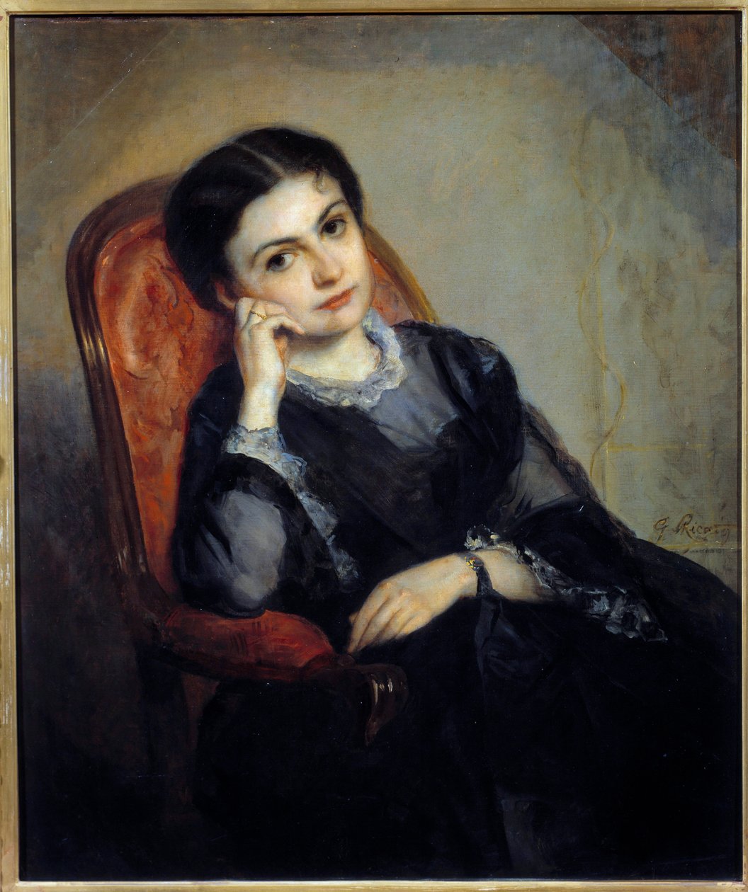 Retrato de Joulia Hogay, Visconde de Calonne, esposa do publicista Alphonse Bernard, Visconde de Calonne. Pintura de Gustave Ricard (1823-1873) Sol do século XIX. 0,86x0,73 m Paris, musee d