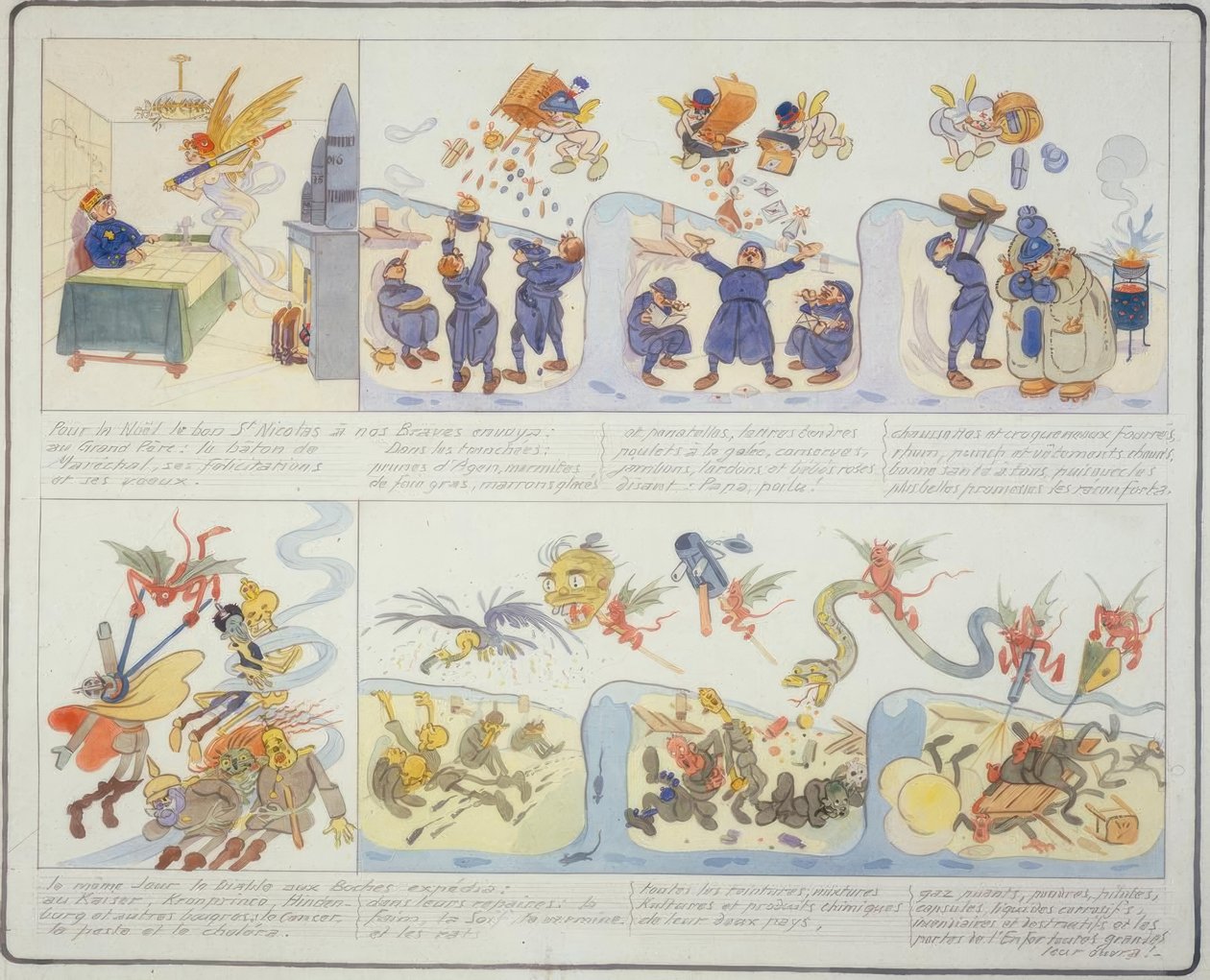 Ø WW - Natal 1916 - desenhos animados franceses de Gustave Wendt
