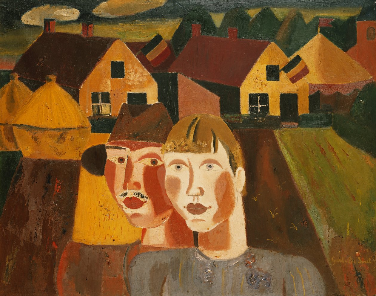 Um casal em uma aldeia; O casal na aldeia de Gustave de Smet