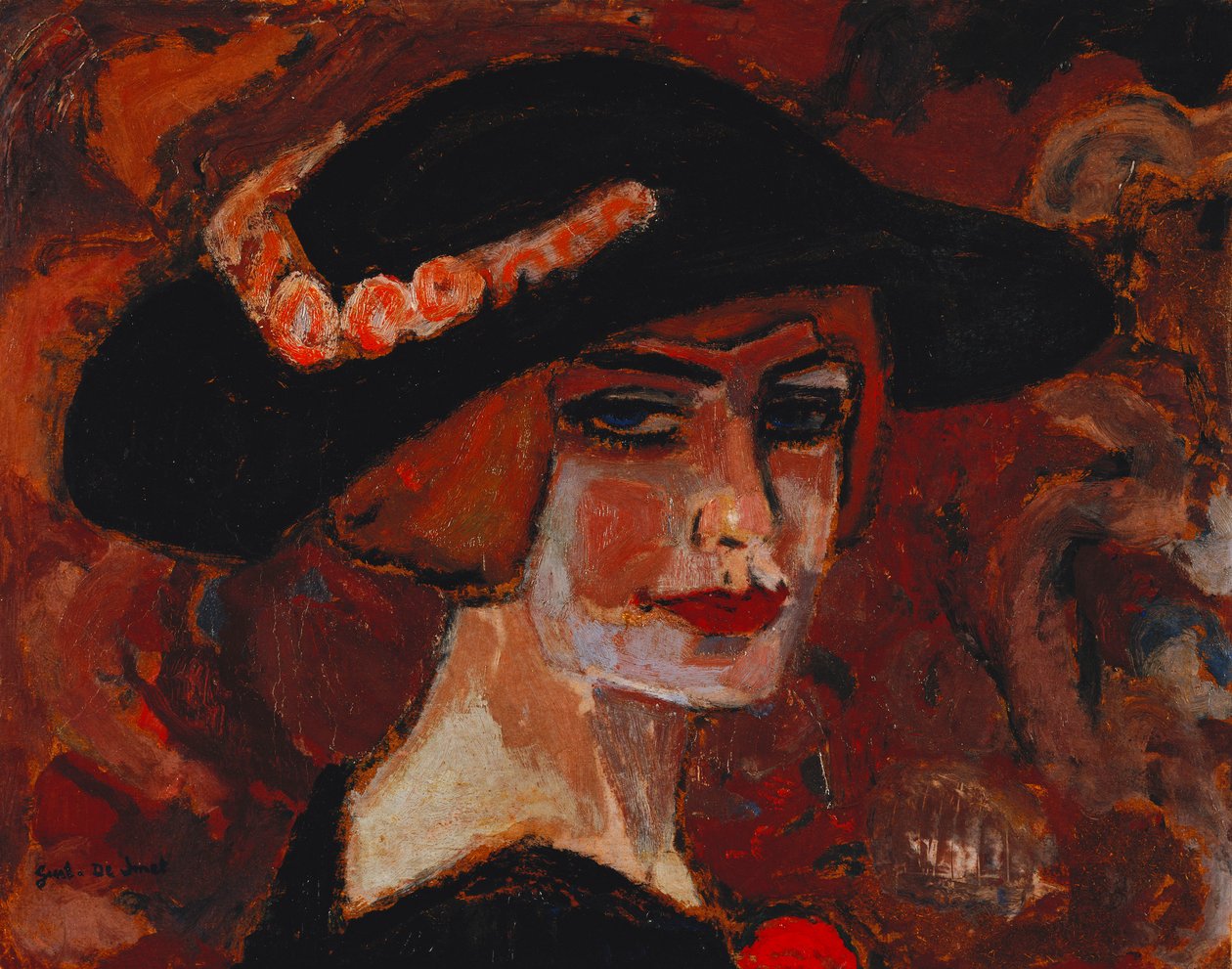 Mulher jovem com um chapéu; Menina de chapéu de Gustave de Smet