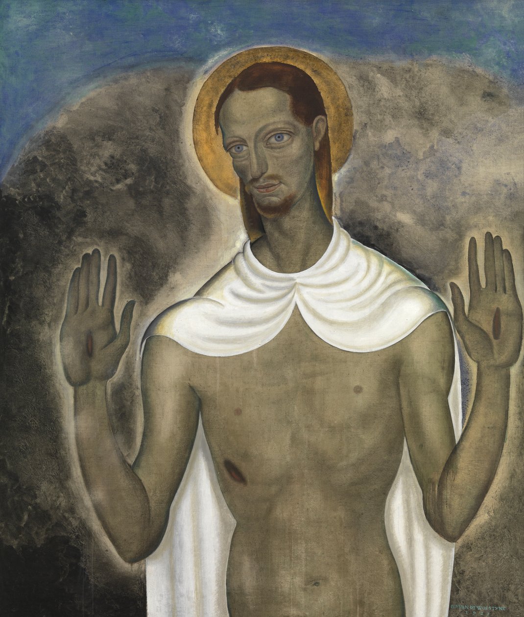 Cristo a mostrar as suas feridas de Gustave Van de Woestyne