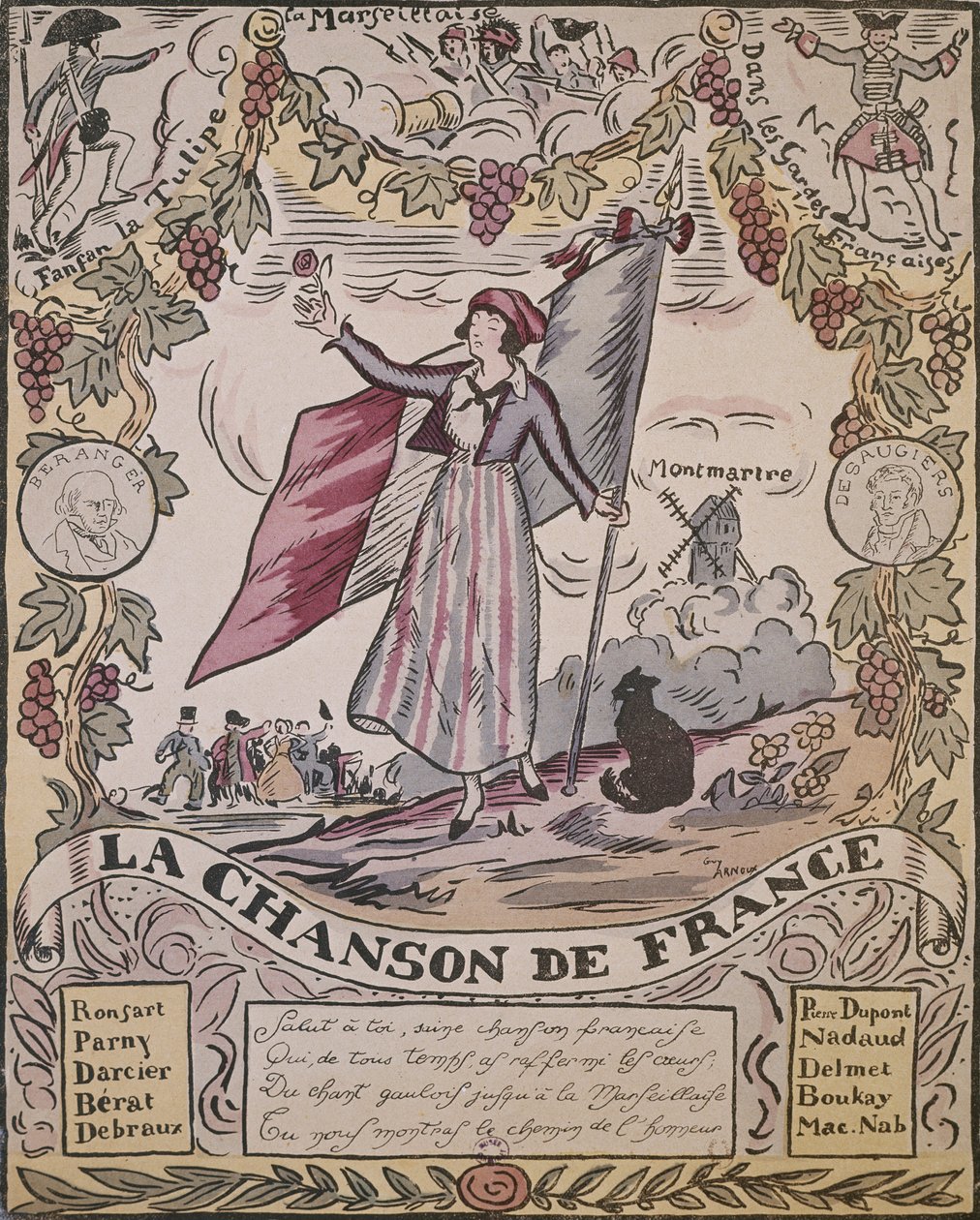 Alegoria da Canção Francesa (cor litho) de Guy Arnoux