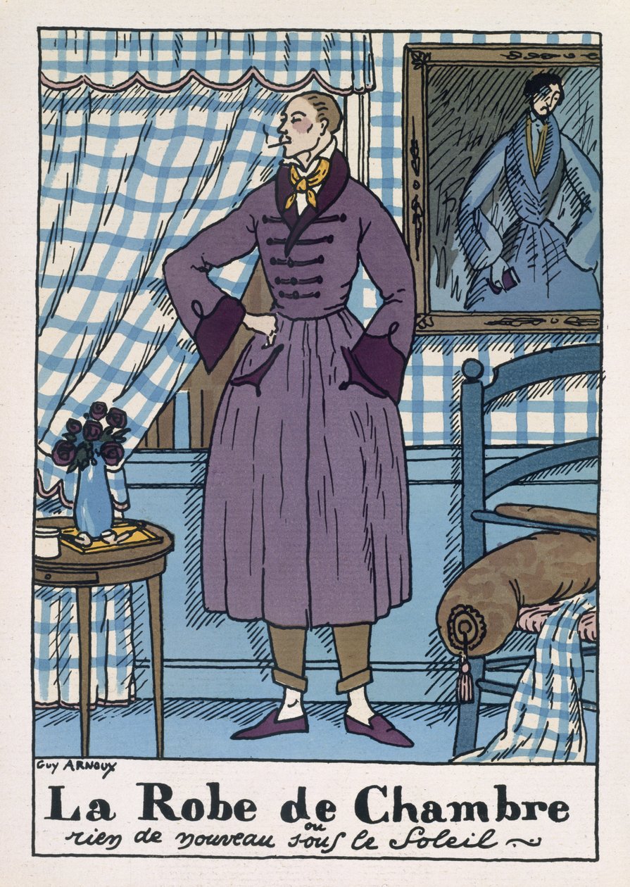 Vestido de homem, ilustração da revista "Monsieur", pub. Março de 1921 (pochoir print) de Guy Arnoux