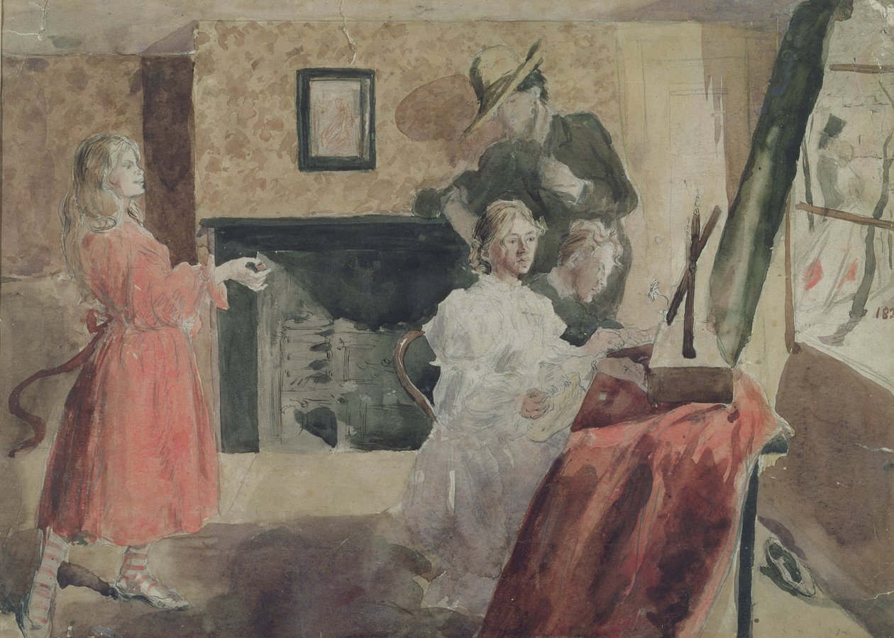 Portrait Group, 1897-98 (lápis, caneta e papel higiênico) de Gwen John