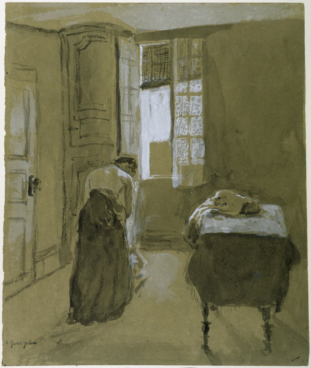 Mulher Vestir, c.1907 (lavar no papel) de Gwen John
