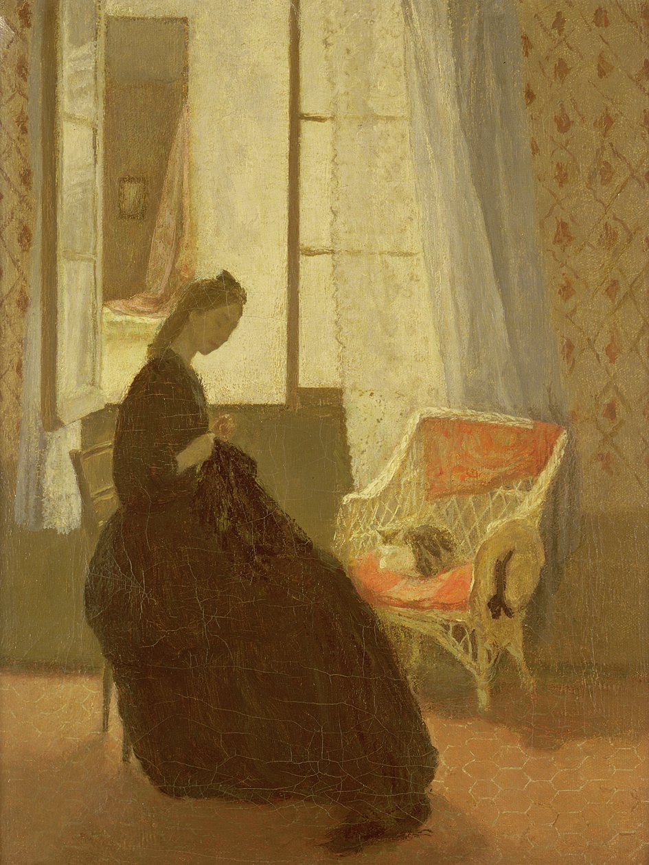 Costura de mulher em uma janela de Gwen John