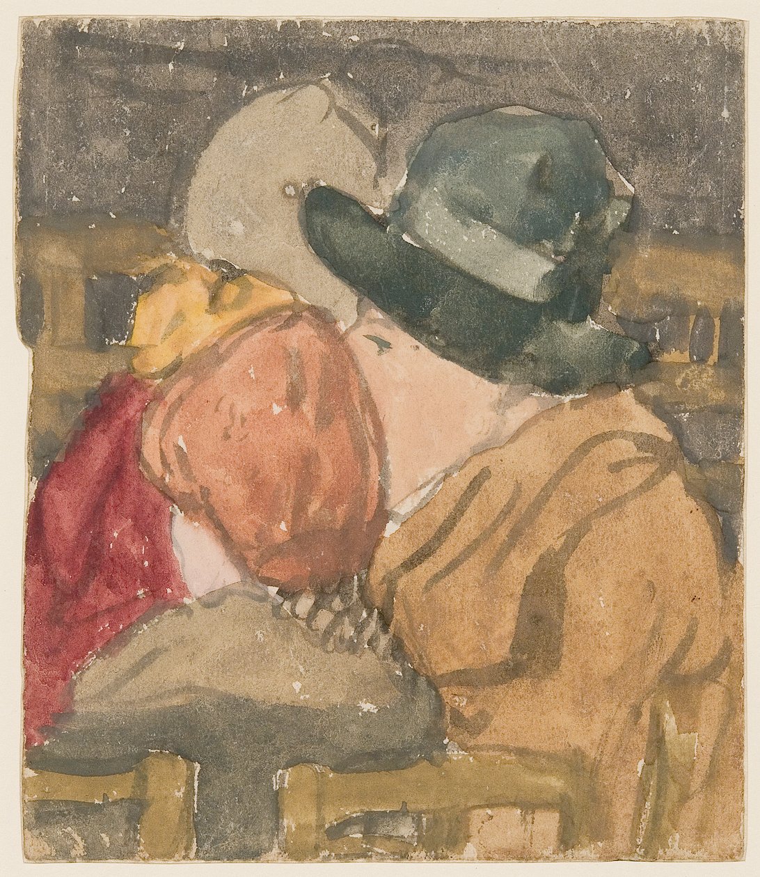Figuras na igreja (aguarela sobre papel) de Gwen John