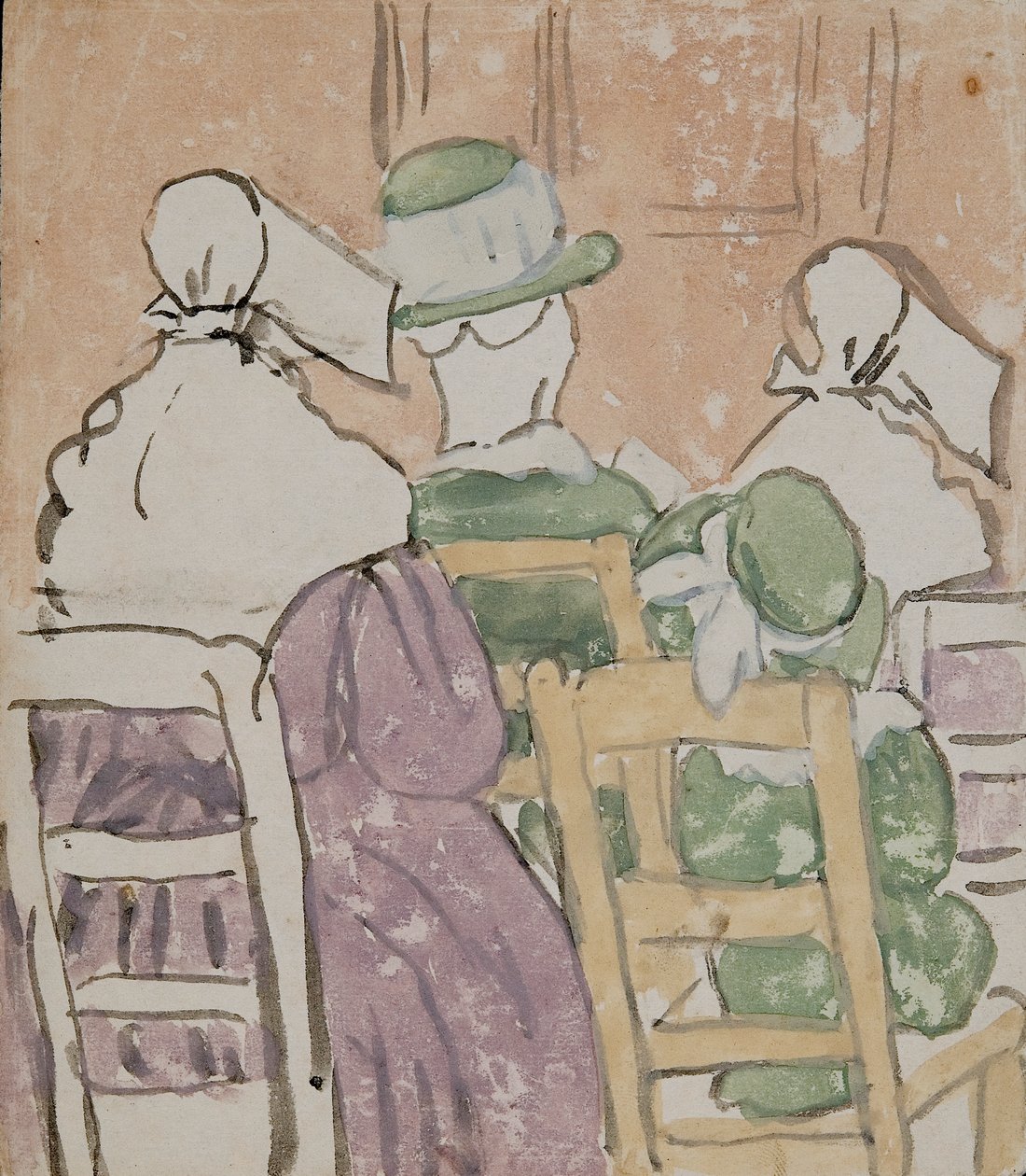 Figuras na igreja (aguarela sobre papel) de Gwen John