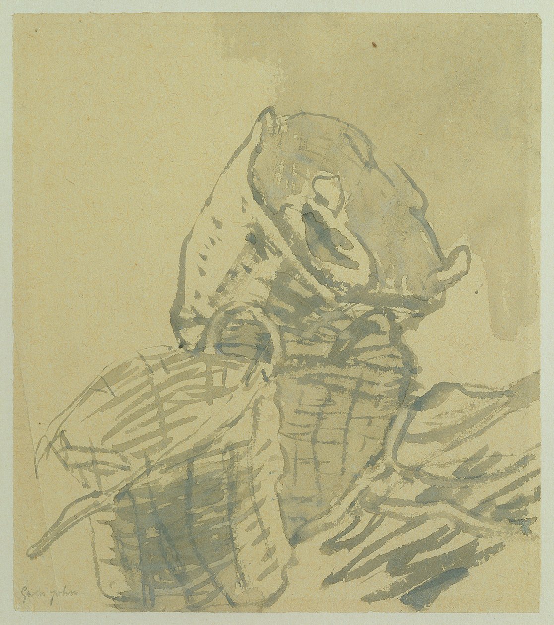 Cestos de Pescadores (lavagem cinza sobre papel) de Gwen John
