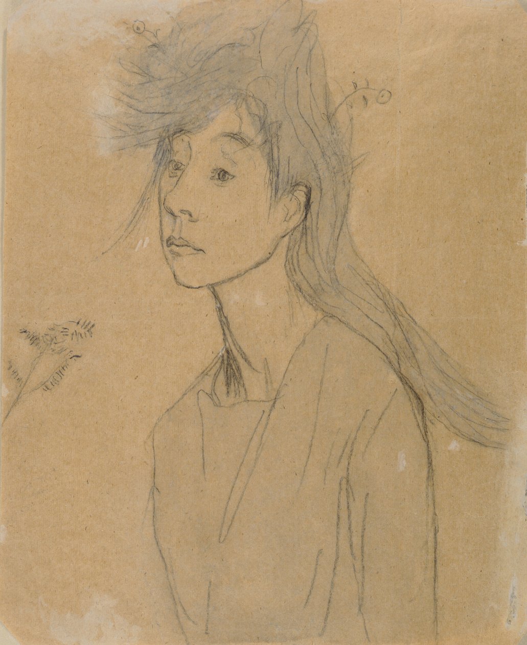 Ophelia: Portrait Imagine, c.1910 (giz e lavar no papel) de Gwen John