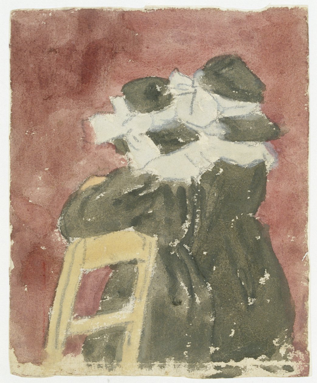 Duas raparigas de pé na igreja (lápis com aguarela sobre papel) de Gwen John