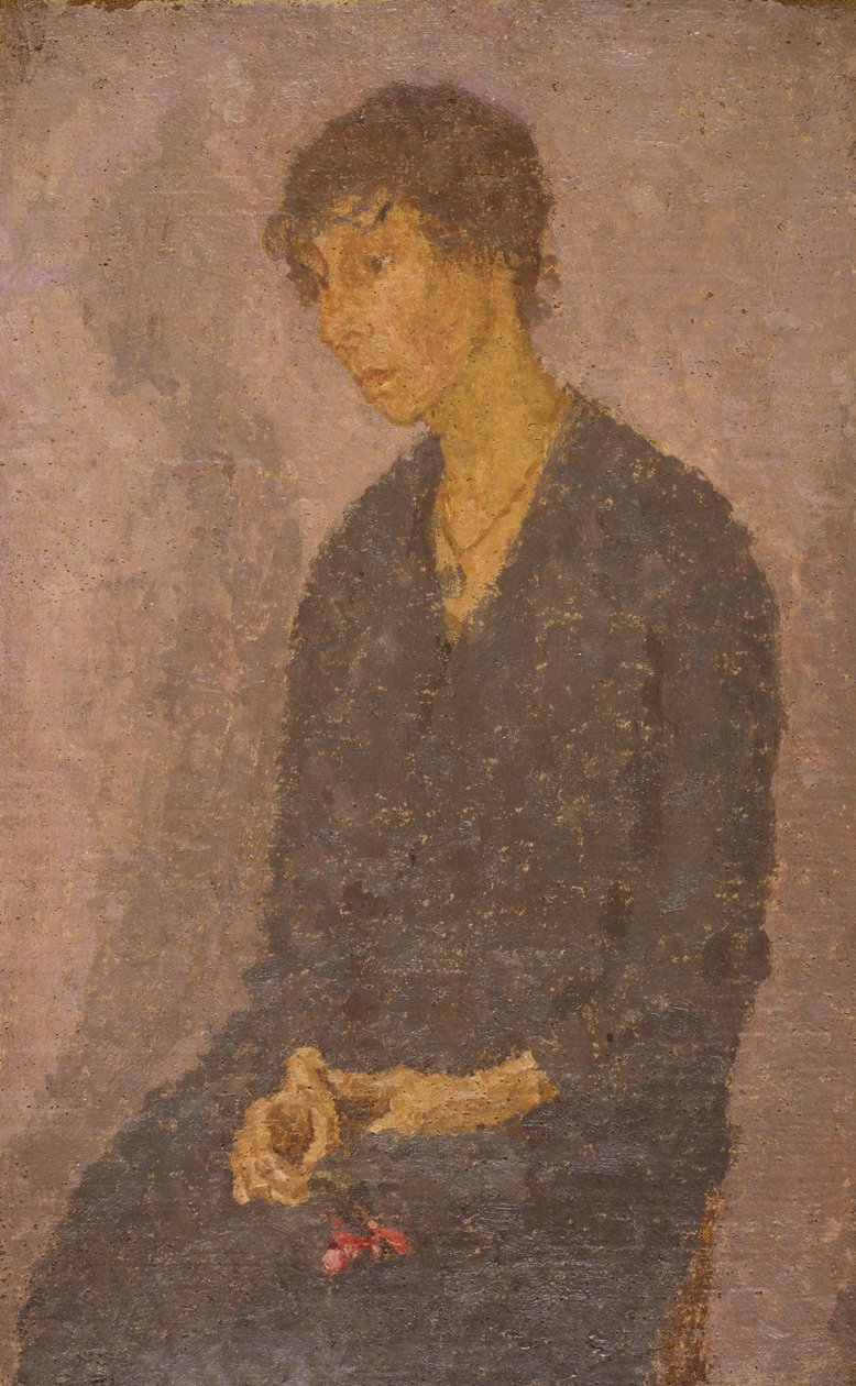 Mulher segura uma flor de Gwen John