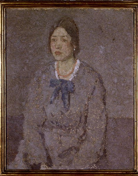 Mulher com um colar de coral (óleo sobre tela) de Gwen John
