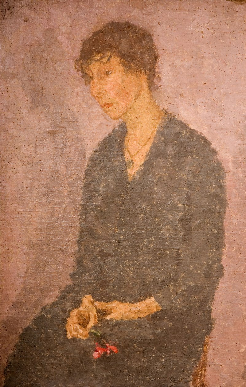 Mulher segurando uma flor, 1908-1922. de Gwendolen Mary John