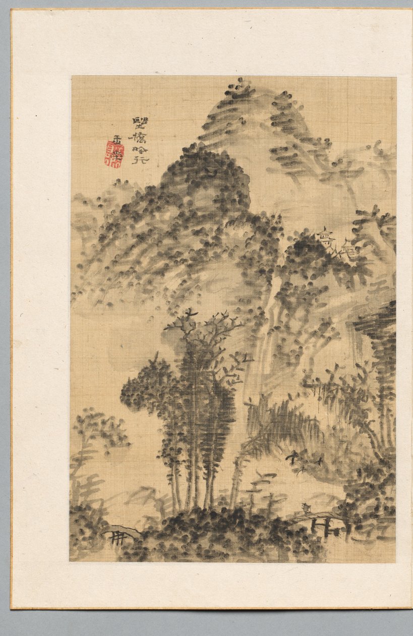 Ponte selvagem, caminhada dos poetas, final do século XVIII-início do século XIX. de Uragami Gyokudo