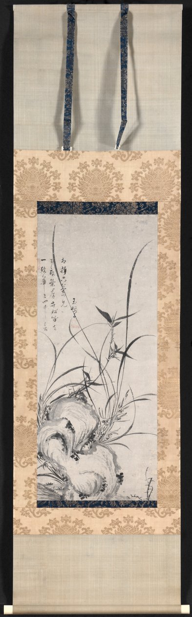 Rocha, bambu e orquídeas de Gyokuen Bonpō