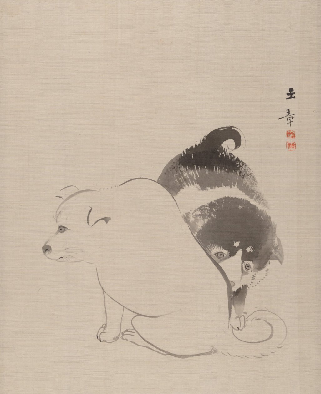 Um par de cachorros, 1868. de Gyokusho Kawabata