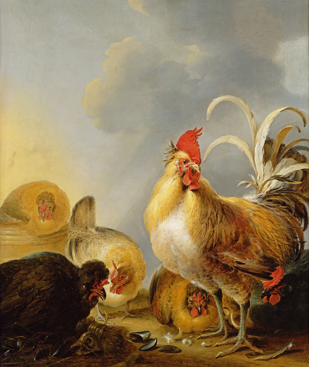 Um grupo de aves de capoeira, 1643 de Gysbert Hondecoeter