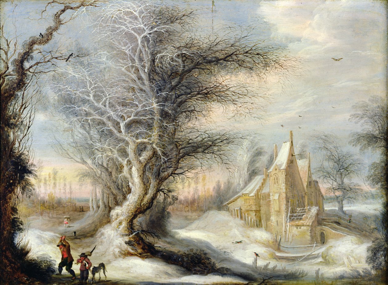 Paisagem de inverno com um lenhador de Gysbrecht Lytens or Leytens