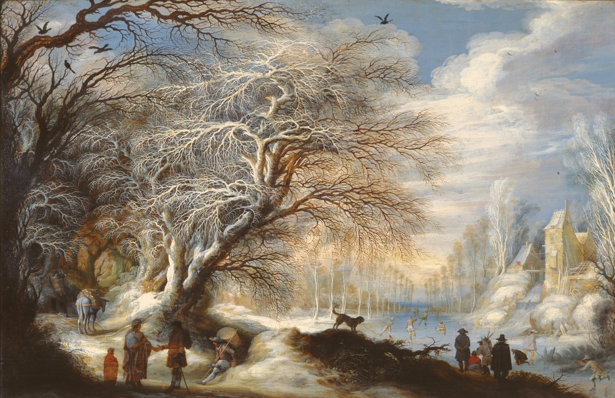 Patinadores em um canal ou, paisagem de inverno de Gysbrecht Lytens or Leytens