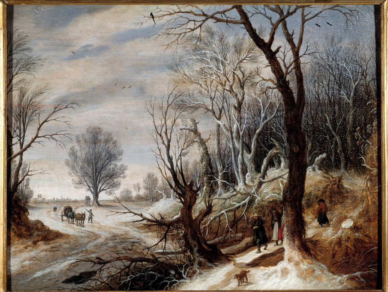 Pintura de Paisagem de Neve de Gysbrecht Lytens (1586-1656) Século XVII. Museu de Belas Artes de Quimper de Gysbrecht Lytens or Leytens