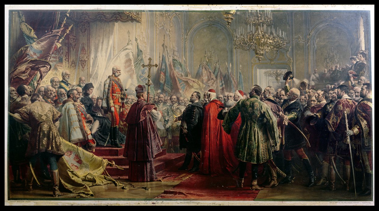 Imperador Franz Joseph I (1830-1916) e Imperatriz Elizabeth (1837-98) em Budapeste, 8 de julho de 1896 de Gyula Benczúr