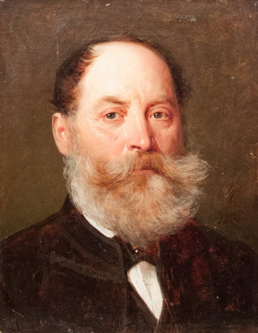Retrato de William Benczur, pai do artista Húngaro: Vilmos Benczur, Gyula Benczur leva seu retrato de Gyula Benczúr