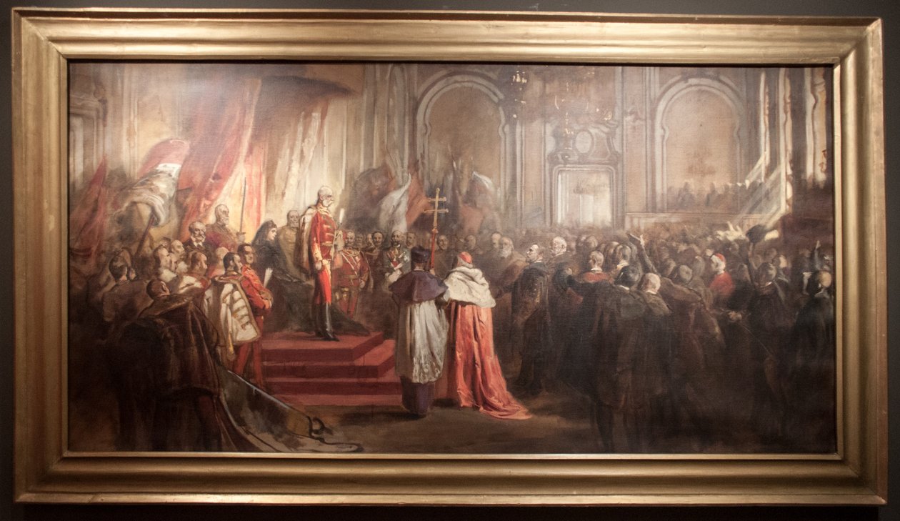 Estudo para a pintura Mil anos de HomagenMagyar: Vazlat az Ezereves hodolathozn de Gyula Benczúr