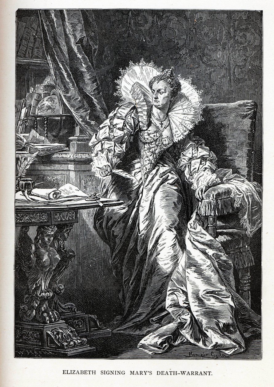 Elizabeth que assina a sentença de morte de Marys, 1882 de Gyula Benczúr