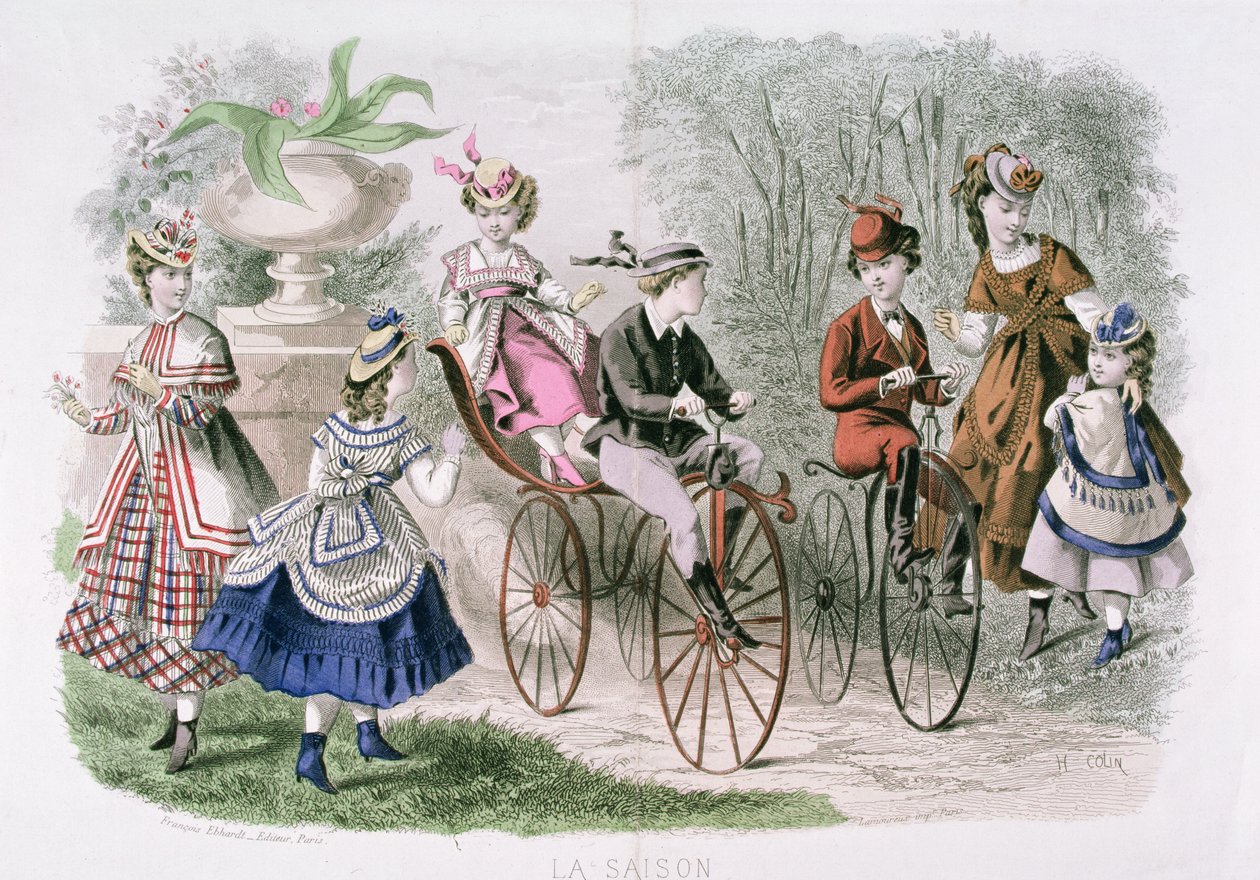 Crianças no Parque, de &39;La Saison, Journal Illustre des Dames&39;, maio de 1869 de H. Colin