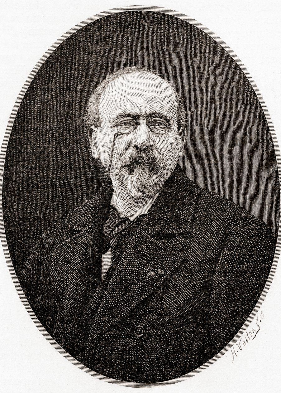Charles Victor Cherbuliez, da revista mensal The Century Illustrated Magazine, publicada em 1884 (gravura em madeira) de H. Velten