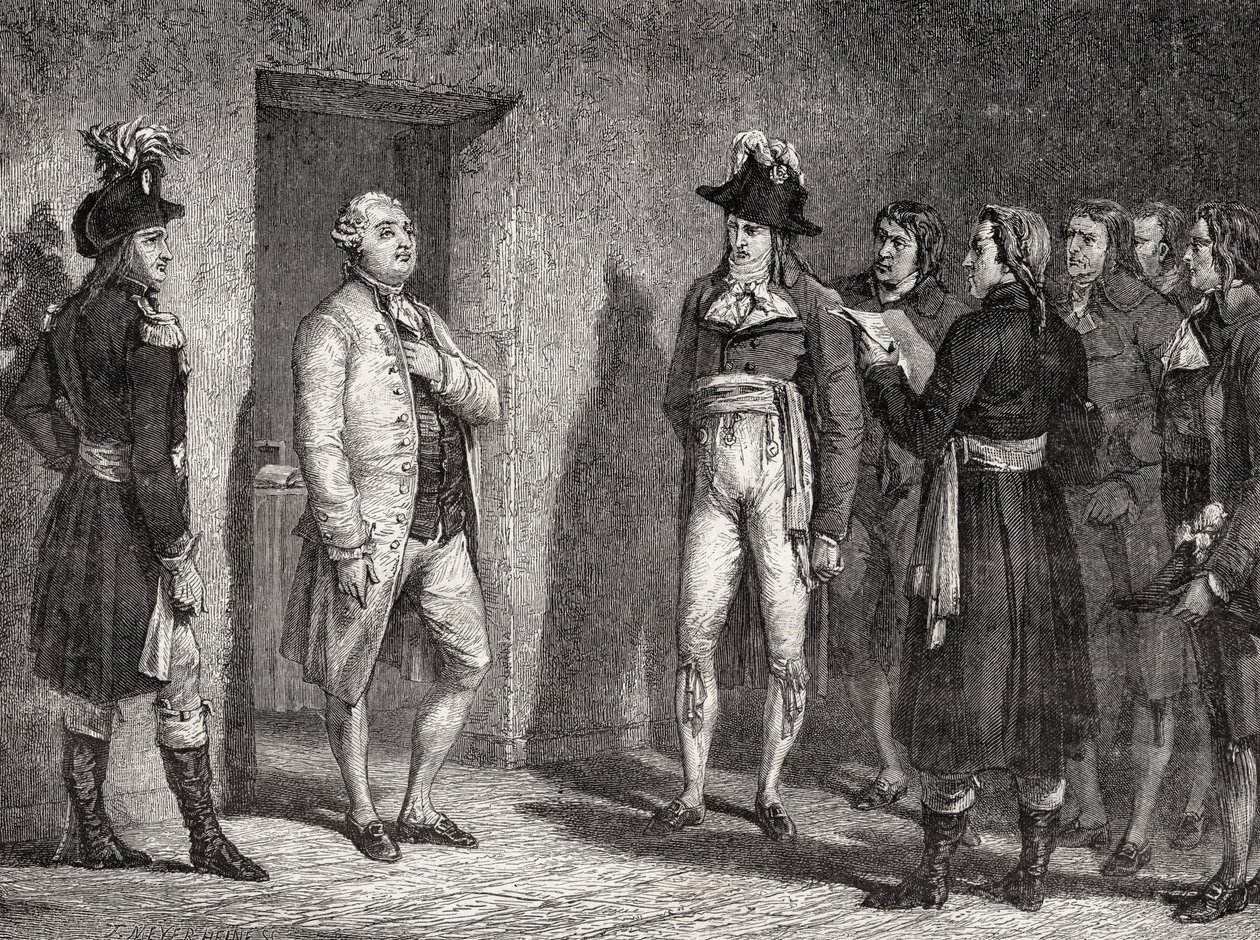 José Garat (1749-1833) proclama a prisão do rei Luís XVI (1754-93) de H. de la Charlerie