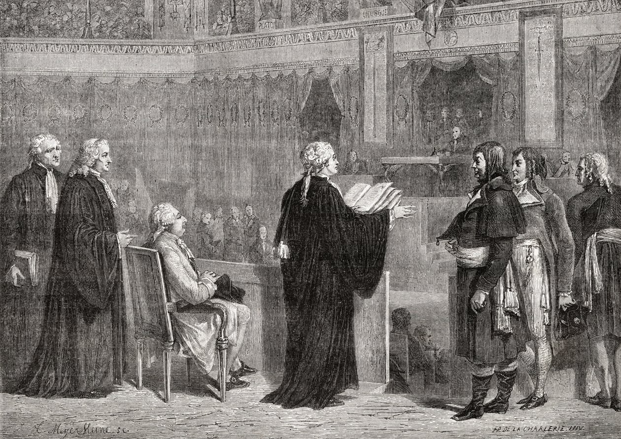 Rei Luís XVI (1754-93) antes da Convenção, 26 de setembro de 1792 de H. de la Charlerie