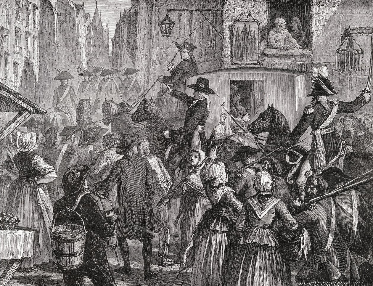 A família real é levada ao templo em 13 de agosto de 1792 de H. de la Charlerie