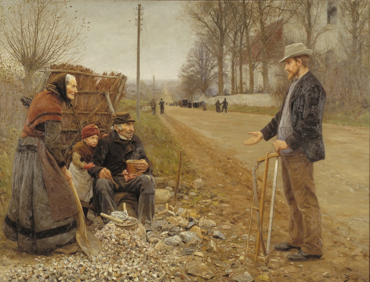 Pessoas por uma estrada de H.A. Brendekilde