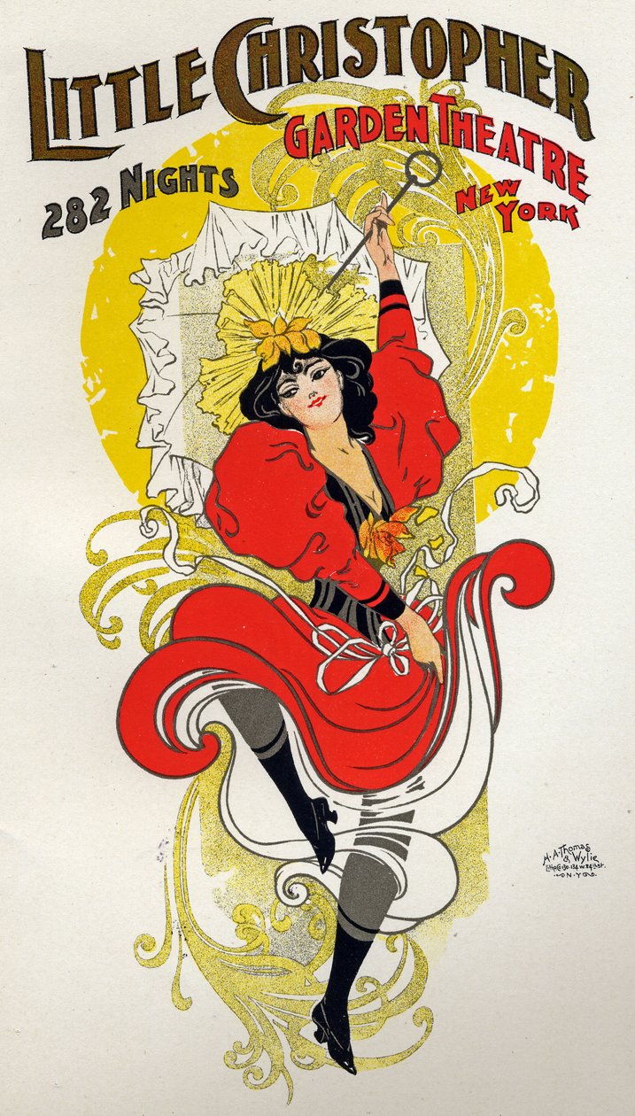 Mulher a dançar o cancan. Little Christopher Theatre, Nova Iorque de H.A. Thomas