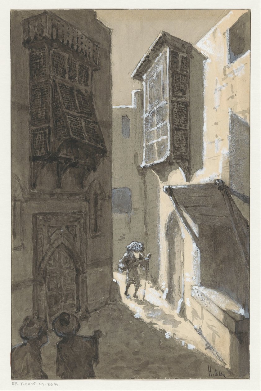 Homem com um pacote em uma rua de H.C. Louwerse (signed by artist)