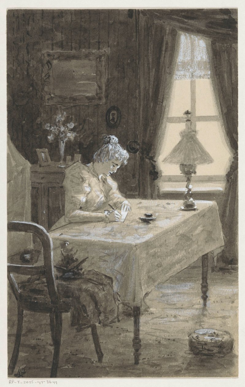 Mimi escreve uma carta de H.C. Louwerse (signed by artist)