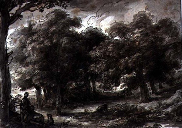 Paisagem arborizada, com figuras de H.F. 1751 1812 Aylesford