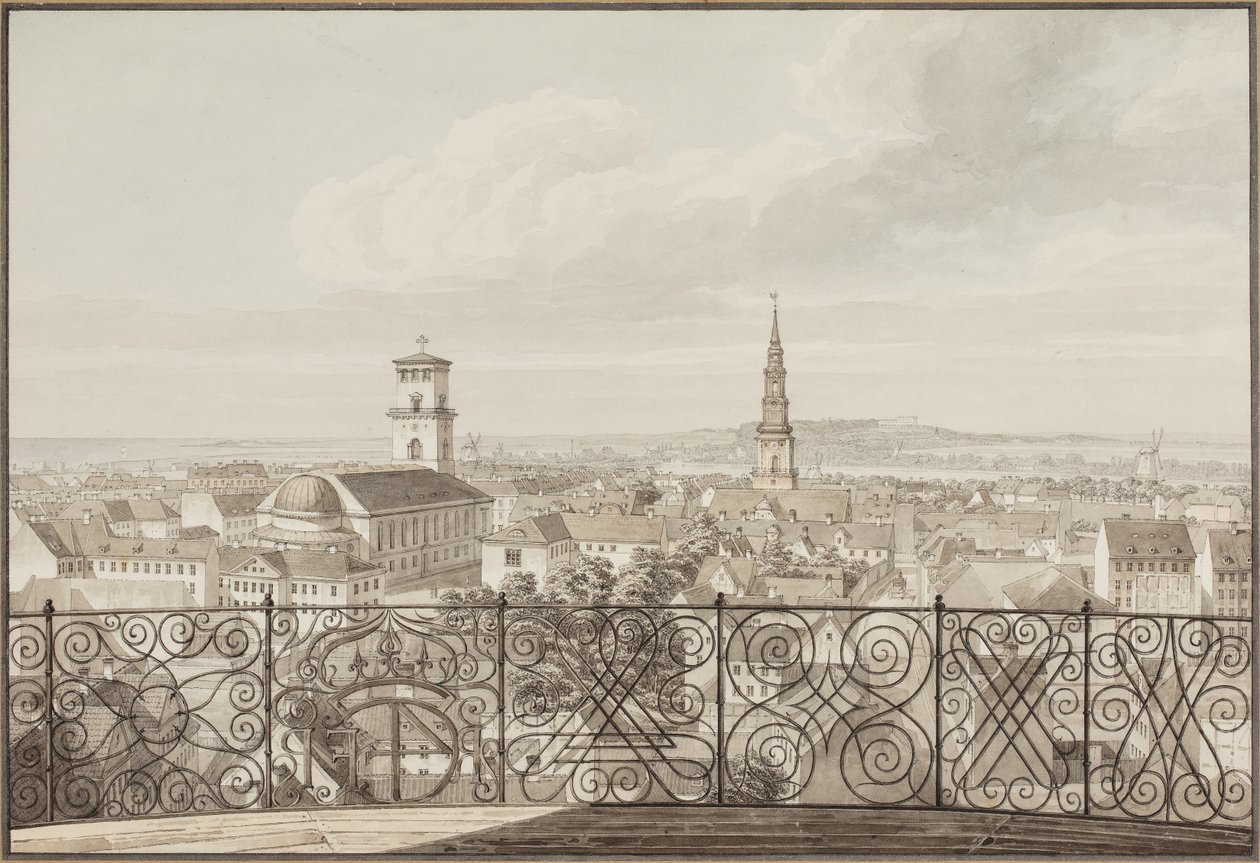 Vista de Rundetårn sobre Copenhague até o Castelo de Frederiksberg de H.G.F. Holm
