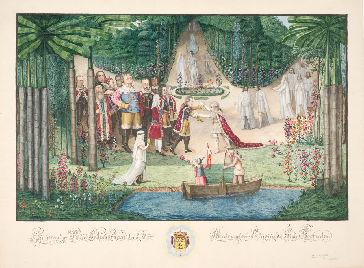 A recepção de Christian VII em Elysium por seus ancestrais de H.G. Beenfeldt