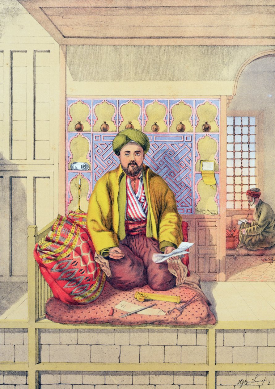 Um escriba turco, gravado por Charles Parsons, 1862 de H.J. van Lennep