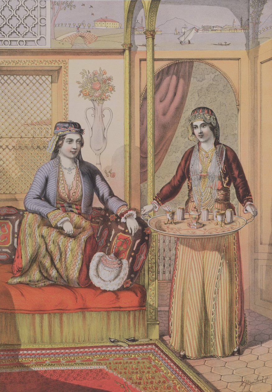 Senhoras armênias em casa, gravadas por Charles Parsons, 1862 de H.J. van Lennep