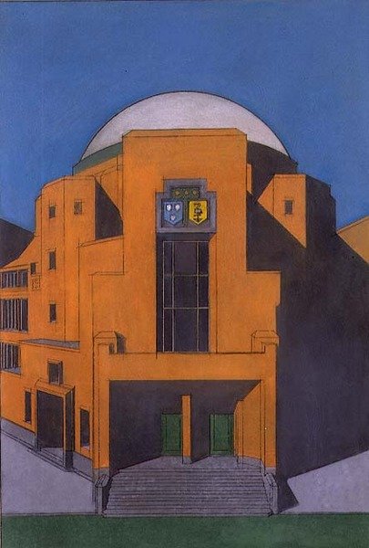 Plano da entrada do Gemeentemuseum, Haia (pastel) de H.P. Berlage